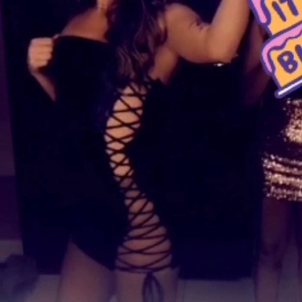 Black leather dress